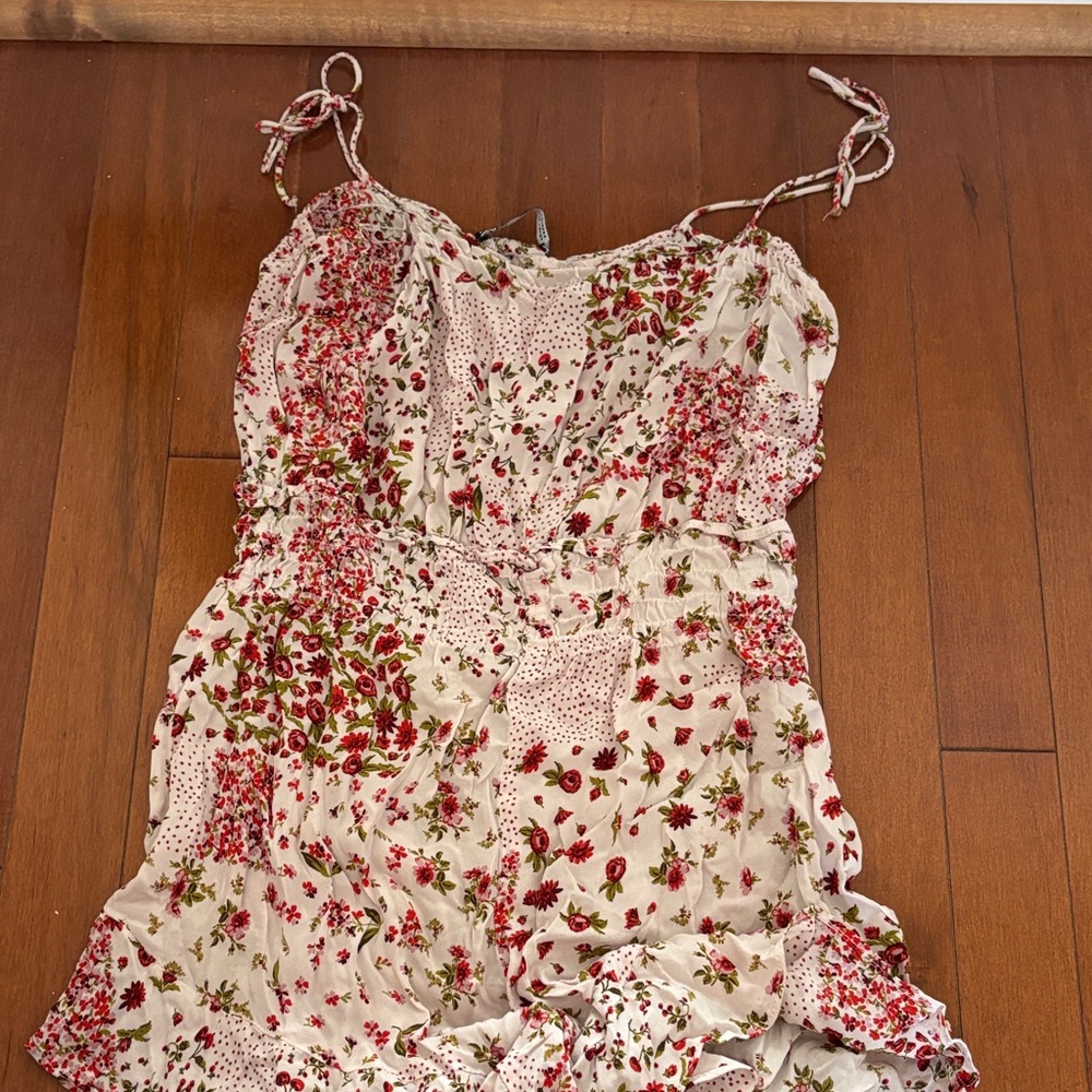 Zara Floral Print Romper with Tie Straps